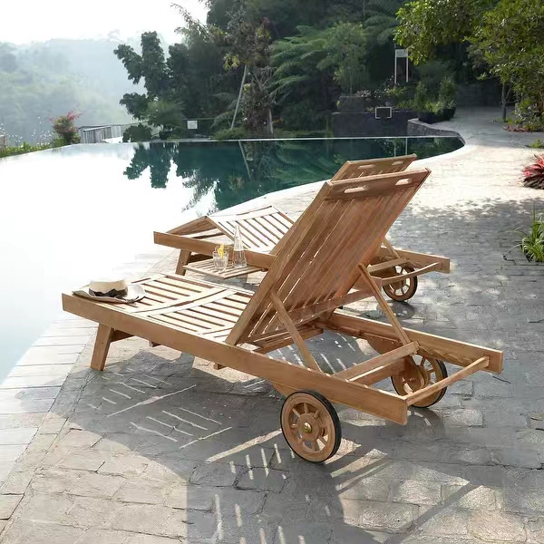 Resort Leisure Hotel Garden Swimming Pool Teak Wood Sunbed Outdoor Lounge Beach Chair Sun Lounger