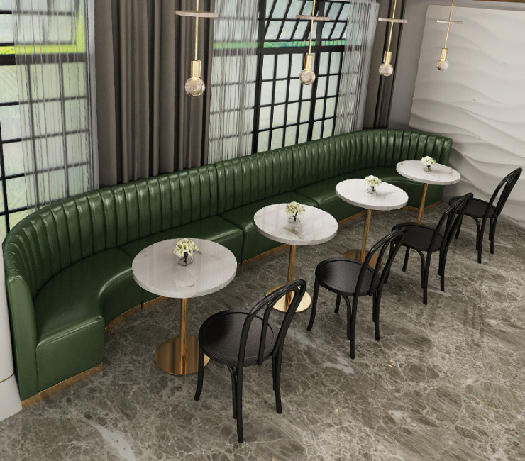 Industrial Restaurant Project Furniture Cafe Hamburger Shop KTV Club Metal Leather Sectional Restaurant Bar Sofa Booth Seating