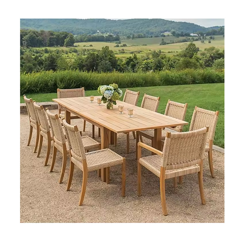 Best Price Teak Furniture Wicker Back with Waterproof Cushions Wood Patio Dining Garden Outdoor Chair