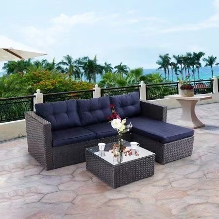 New Waterproof Furniture with Cushions Living Room Balcony  Patio Hotel Teak rattan wicker Sectional  Garden  Outdoor Sofa