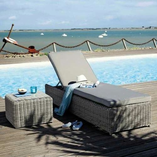 Hot sale Wholesale Free sample PE Rattan Sun lounger Garden Outdoor Recliner Swimming pool Lounge Beach chair