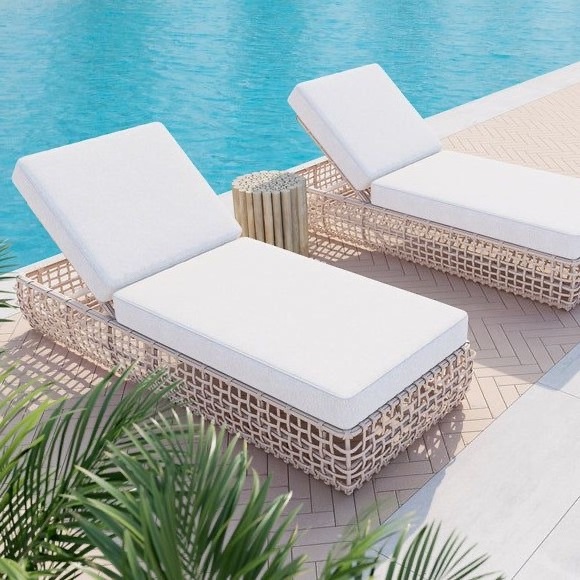 Hot sale Wholesale Free sample PE Rattan Sun lounger Garden Outdoor Recliner Swimming pool Lounge Beach chair