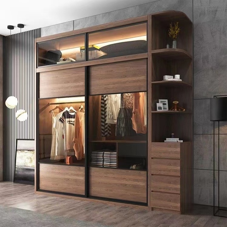 Cheap Durable Bedroom Furniture Clothes Combination Cupboards Border Modern Closet Organizer Wardrobes Wooden Cabinet