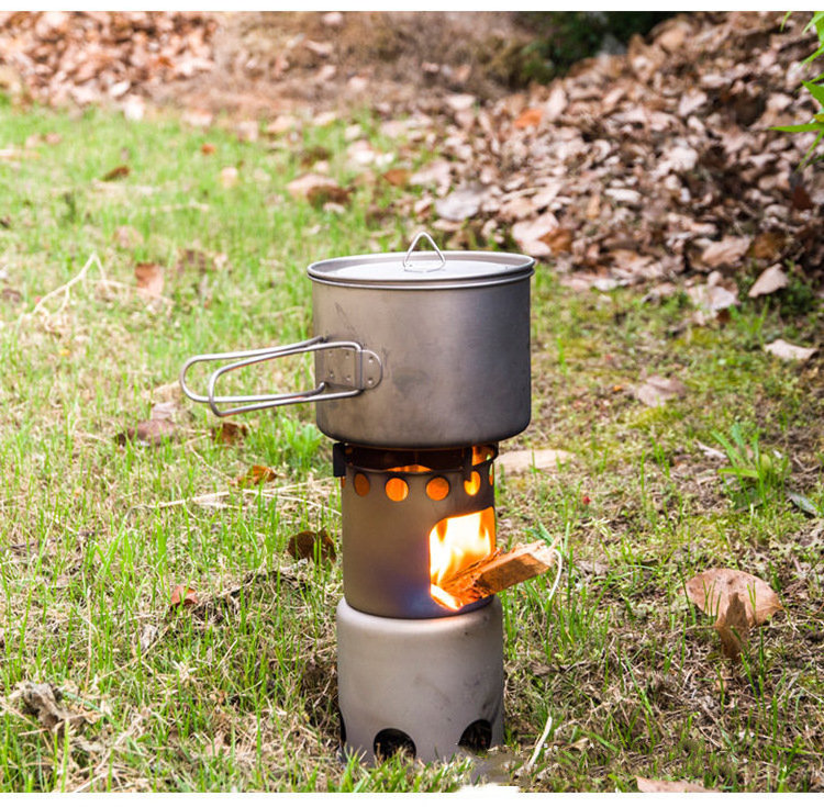 Outdoor Portable Folding Pure Titanium Burner Wood Stove For Boiling Water Cooking Heating Titanium Wood Stove