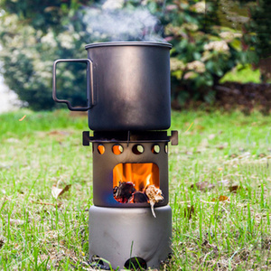 Outdoor Portable Folding Pure Titanium Burner Wood Stove For Boiling Water Cooking Heating Titanium Wood Stove