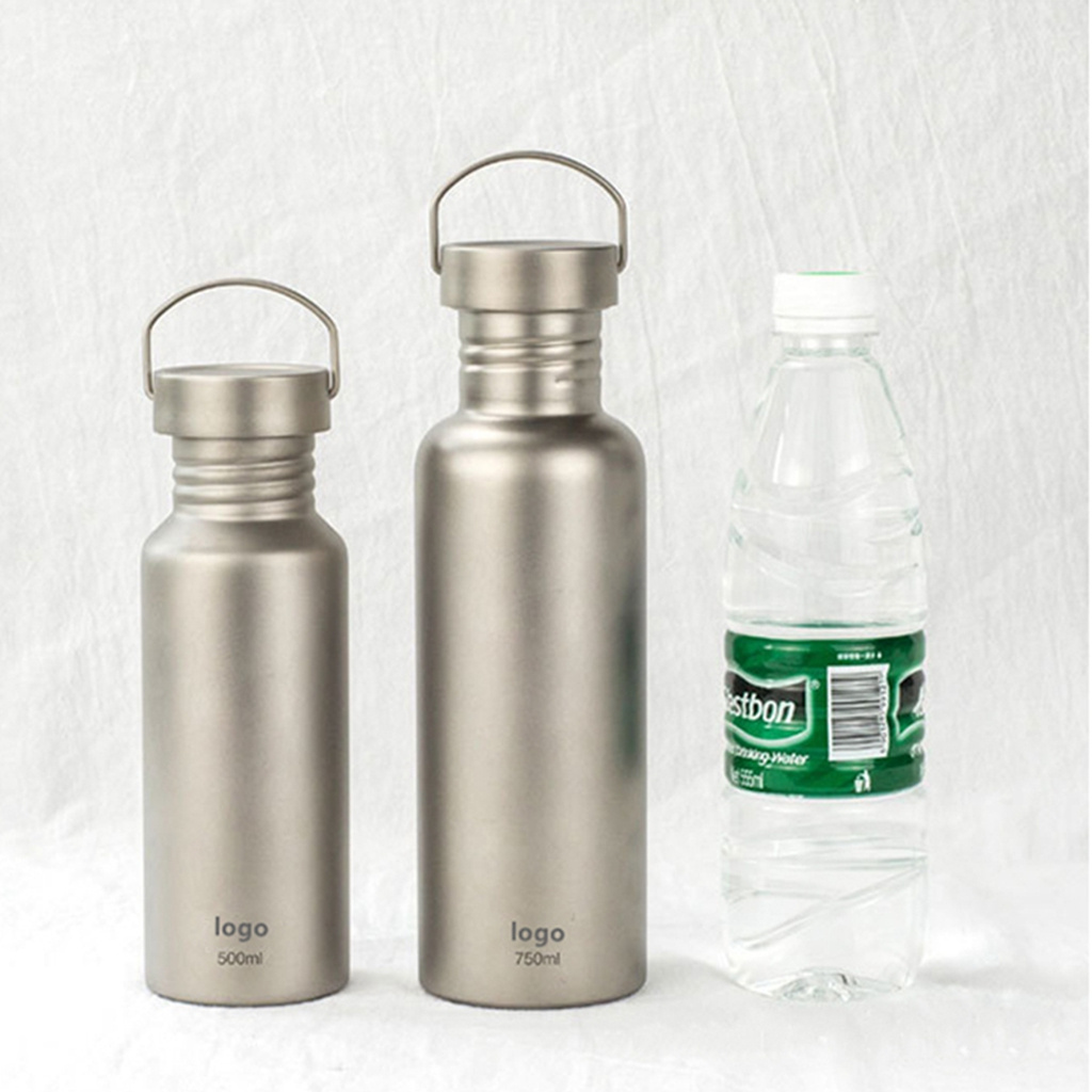 Custom Logo 500ML 750ML Outdoor Sport Water Bottle Pure Titanium Camping Portable Kettle