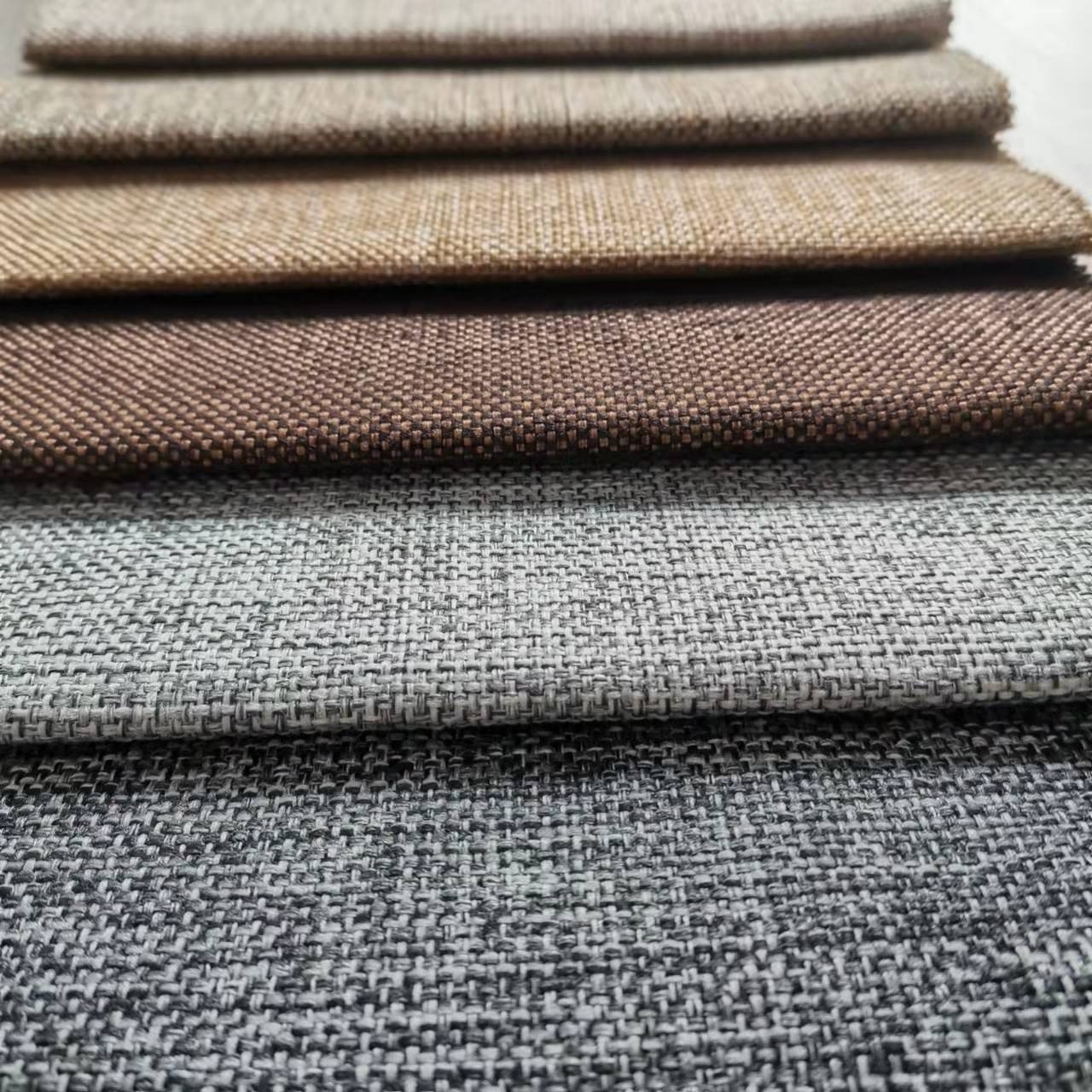 100%polyester two tones linen look sofa upholstery fabric