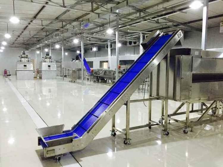 belt incline conveyor with side wall and baffer for food and vegetable transportation