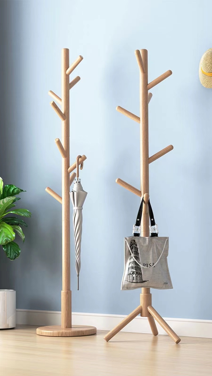 Hanger standing multifunctional floor wooden coat rack