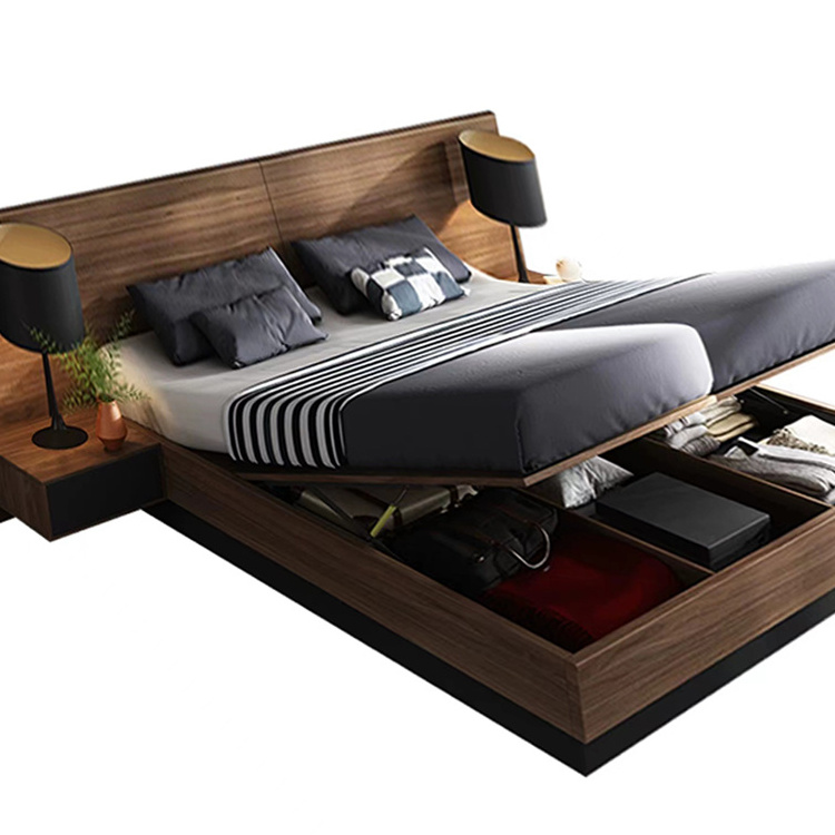 Modern Solid Wood Bed with Hidden Large Space  Bedroom Furniture