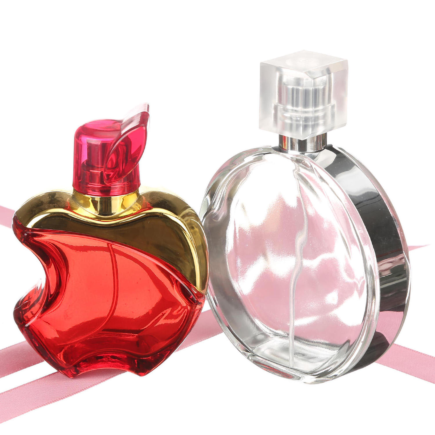 Custom Unique Apple Shape Glass Perfume Bottle Red Refillable 50ml Perfume Bottle