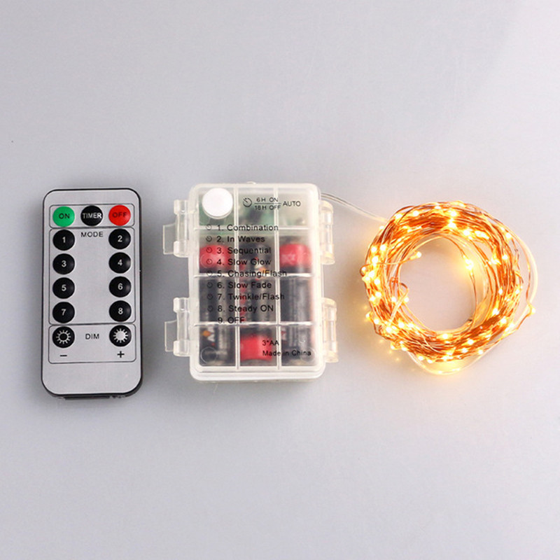 8 Modes Battery Box 5M 50L Copper Wire Led String Light With Remote Control