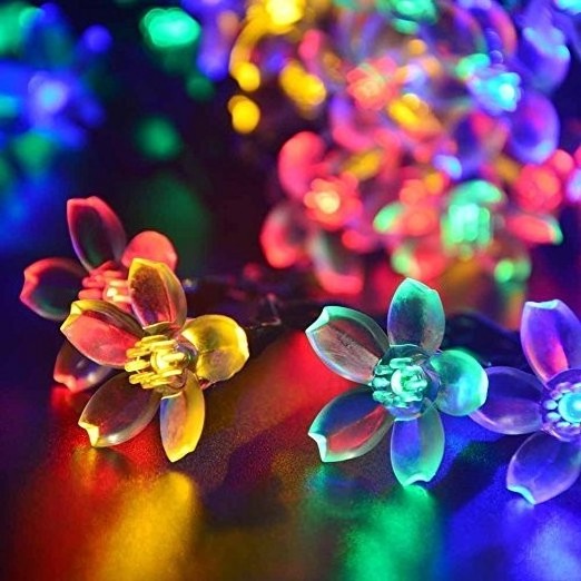 Outdoor Solar Led Peach Flower Lamp String Christmas Garland String Lights