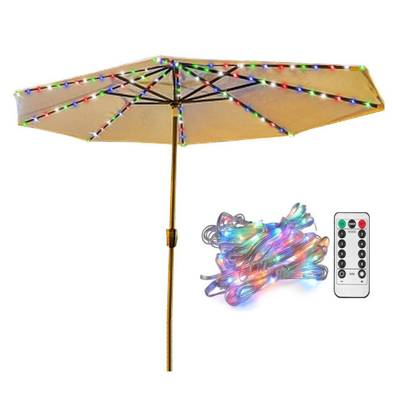 Patio Umbrella Lights Parasol LED String Decor Lights for Restaurant Coffee Shop Outdoor Garden Backyard