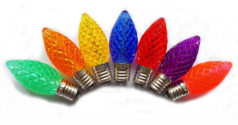 Multicolor C7 Christmas Candle Led Bulbs E12 0.5W C7 Faceted Led Replacement Bulbs