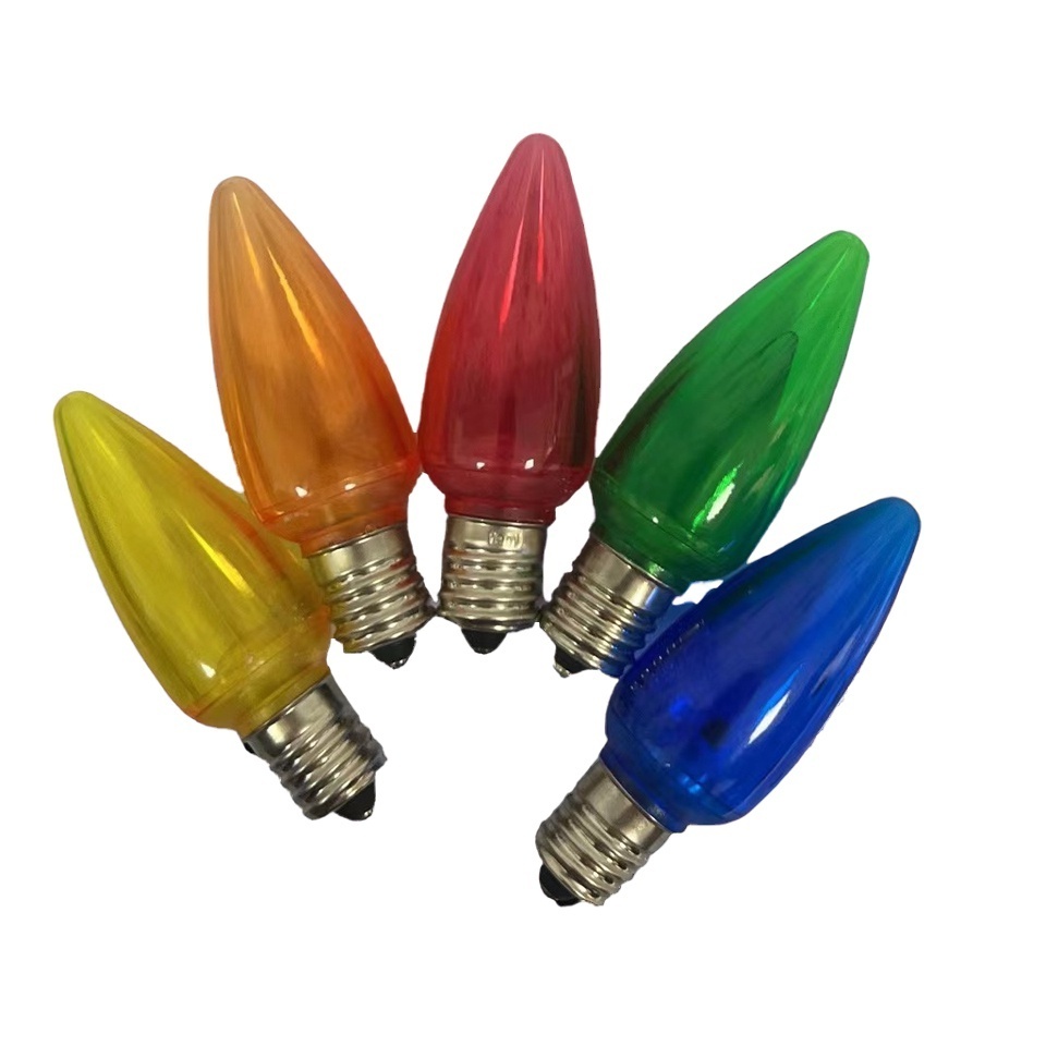 Outdoor C9 E17 LED Candle Lights Smooth Face Colorful Multi-Colored PS Shell Bulbs Blue Emitting Light Residential Use