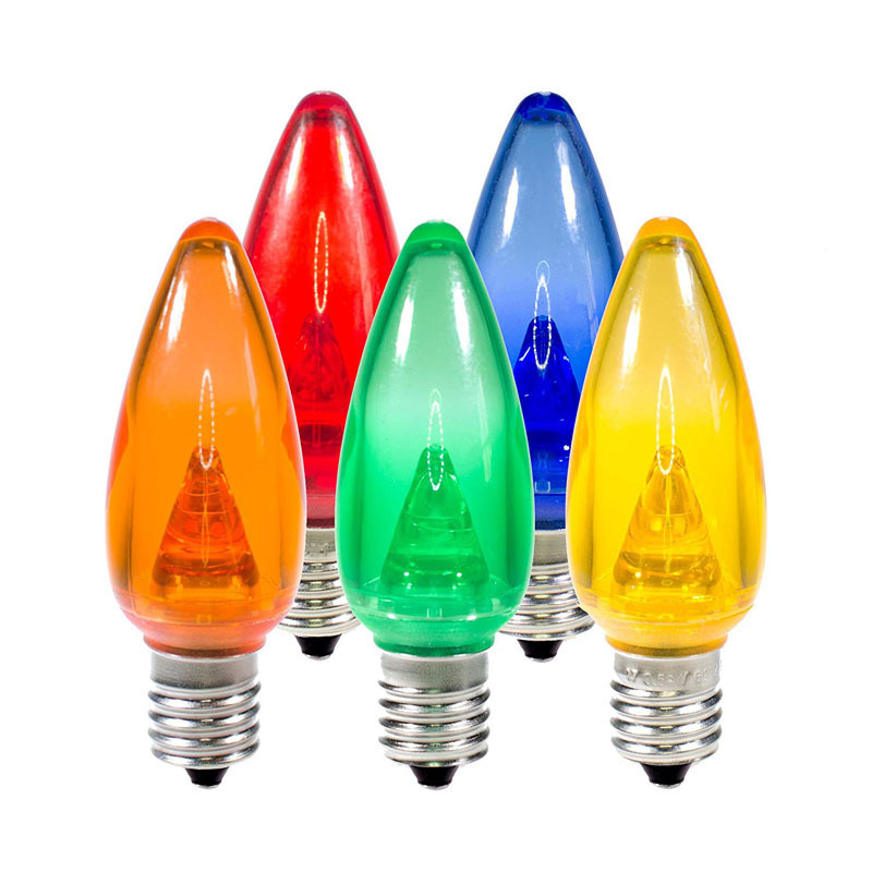 Outdoor C9 E17 LED Candle Lights Smooth Face Colorful Multi-Colored PS Shell Bulbs Blue Emitting Light Residential Use