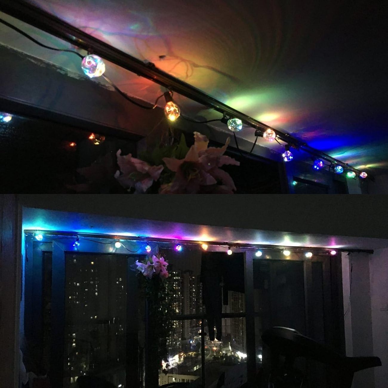 24V 25FT Outdoor String Light with 25 Sockets RGB Color Changing Globe G40 LED Bulbs Shatterproof for Patio Garden Yard