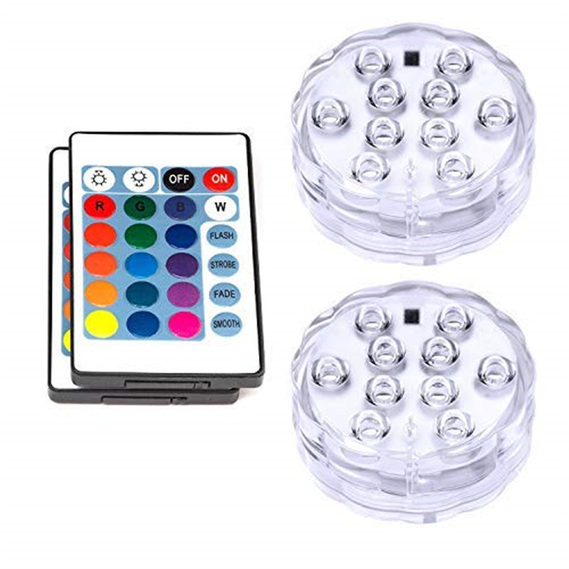 Battery Powered Remote Control 10 LEDs Underwater Fountain Lights Submersible Led Lights