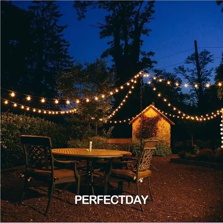 Outdoor Waterproof Remote 25 FT Solar Panel Powered G40 Globe Hanging Led Christmas String Lights