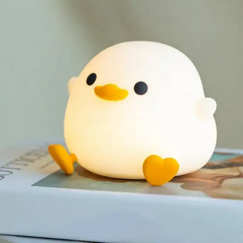 Children's Duck Creative Silicone Table Lamp USB Rechargeable Bedroom Night Sleep Light For Kids