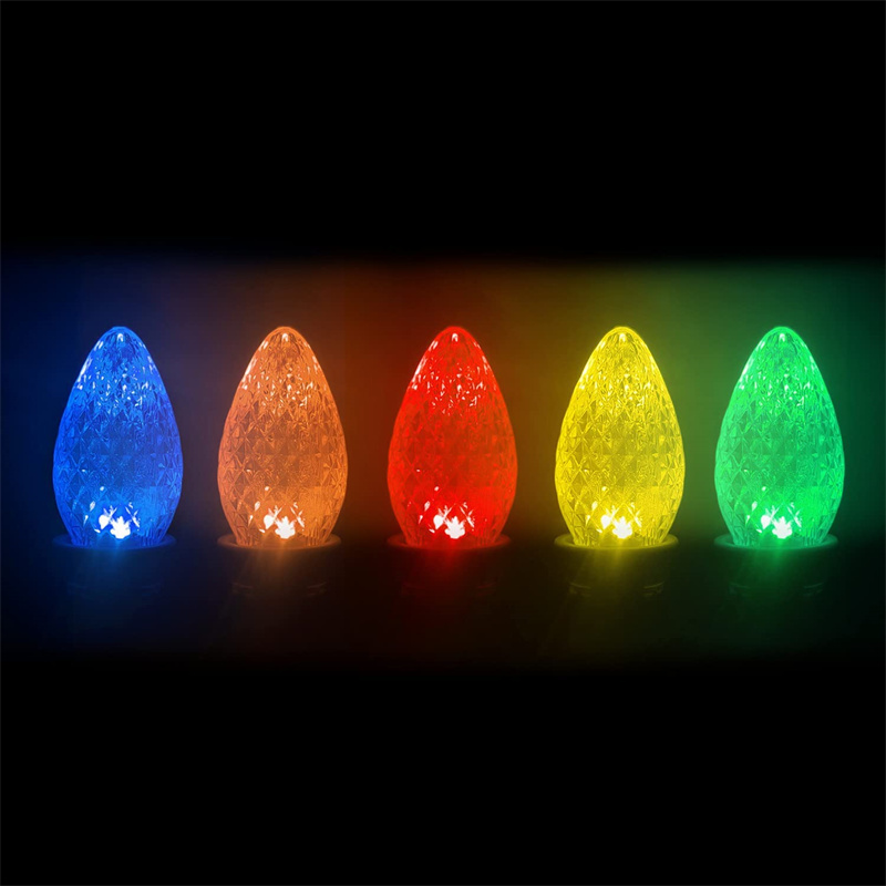 Christmas Light Replacement Bulbs C7 LED Outdoor Holiday Decoration IP65 Waterproof Faceted C7 Light Bulbs