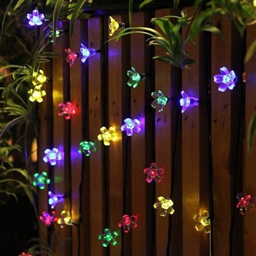 Outdoor Solar Led Peach Flower Lamp String Christmas Garland String Lights