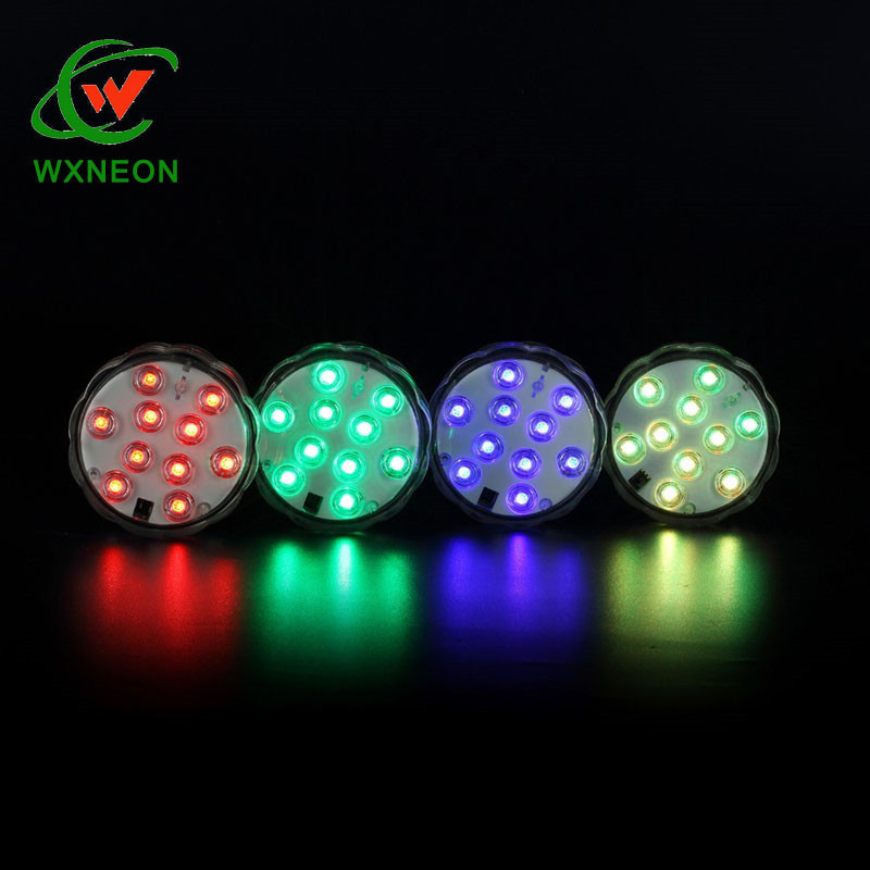 Waterproof MultiColor Battery Operated Remote Control 10 LED Submersible Light for Pool