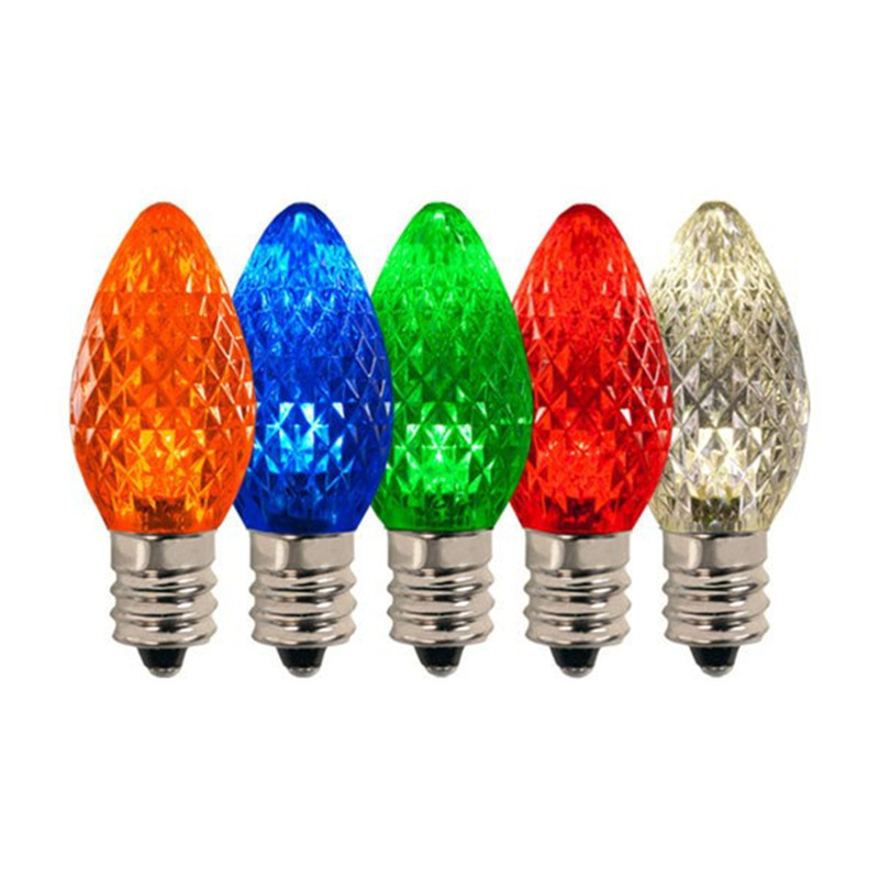 C7 LED Multi Color Faceted Christmas Light Replacement Candelabra E12 Base Bulb