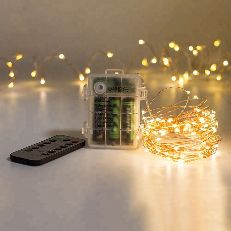 8 Modes Battery Box 5M 50L Copper Wire Led String Light With Remote Control