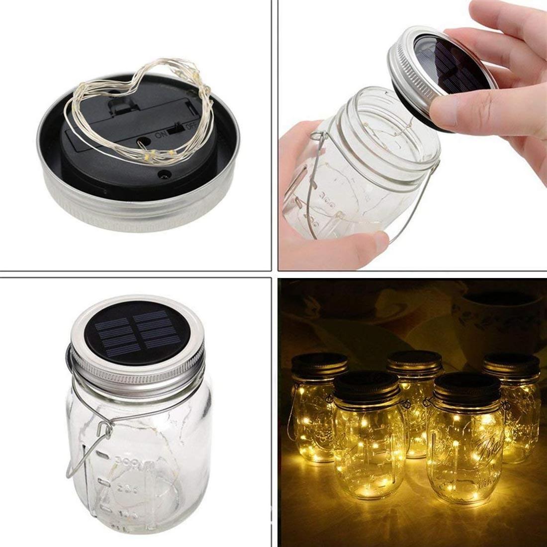 1m 10 leds Solar Mason Jar Fairy Night String Light for Wedding Decor