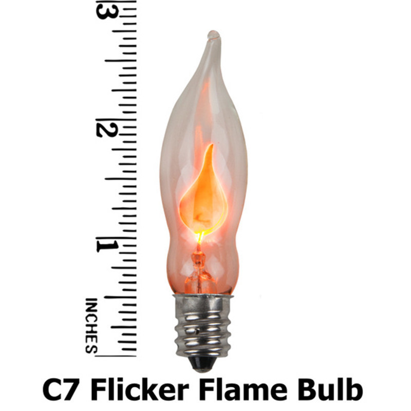 3w Candelabra Flicker Flame Electric Candle Lamp C7 C35 Tail Replacement Bulbs