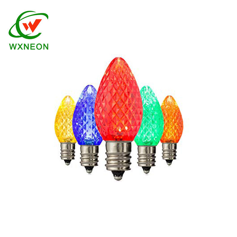 110v 0.5w E12 C7 Candle Base Faceted Xmas Light C7 LED Multi Colored Bulbs C7 Replacement Bulbs