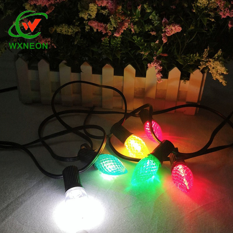 110v 0.5w E12 C7 Candle Base Faceted Xmas Light C7 LED Multi Colored Bulbs C7 Replacement Bulbs