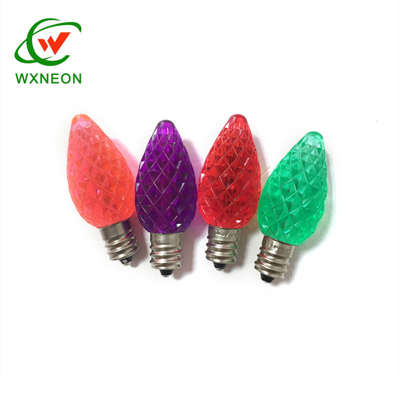 110v 0.5w E12 C7 Candle Base Faceted Xmas Light C7 LED Multi Colored Bulbs C7 Replacement Bulbs