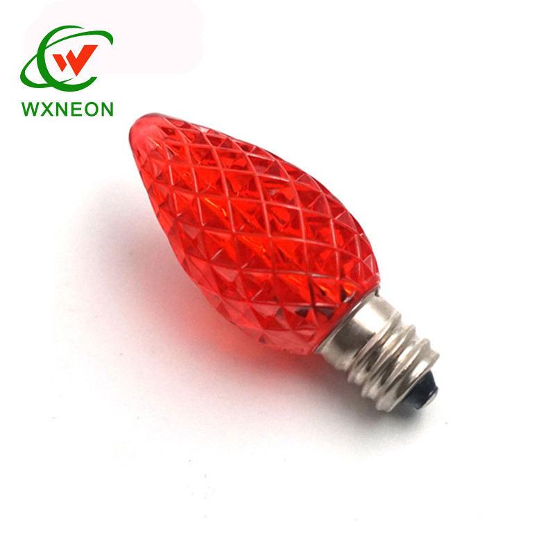 110v 0.5w E12 C7 Candle Base Faceted Xmas Light C7 LED Multi Colored Bulbs C7 Replacement Bulbs