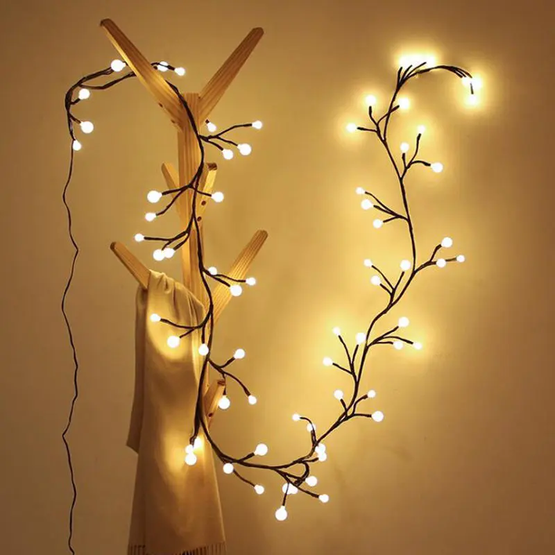 DIY Branch 7.5ft Fairy LED Warm White Willow String Lights with 144 leds Christmas Lights Indoor Wall Decoration