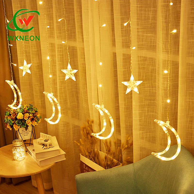 Stars and Moons 138 LED Window Fairy Curtains Light for Wedding Party Home Decoration