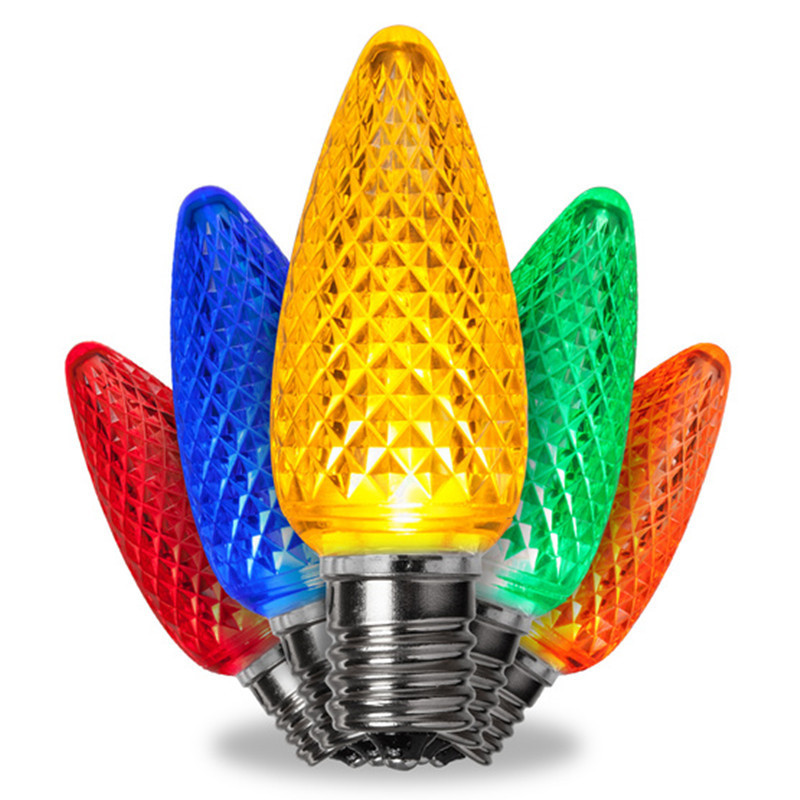 Colorful C9 Bulbs 120V E17 Candelabra Bulbs C9 Led Faceted Candle Bulbs