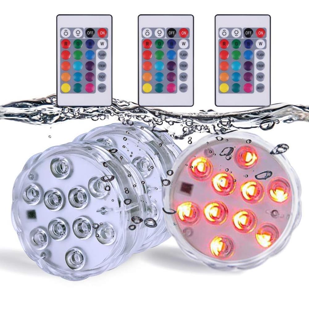 Battery Powered Remote Control 10 LEDs Underwater Fountain Lights Submersible Led Lights