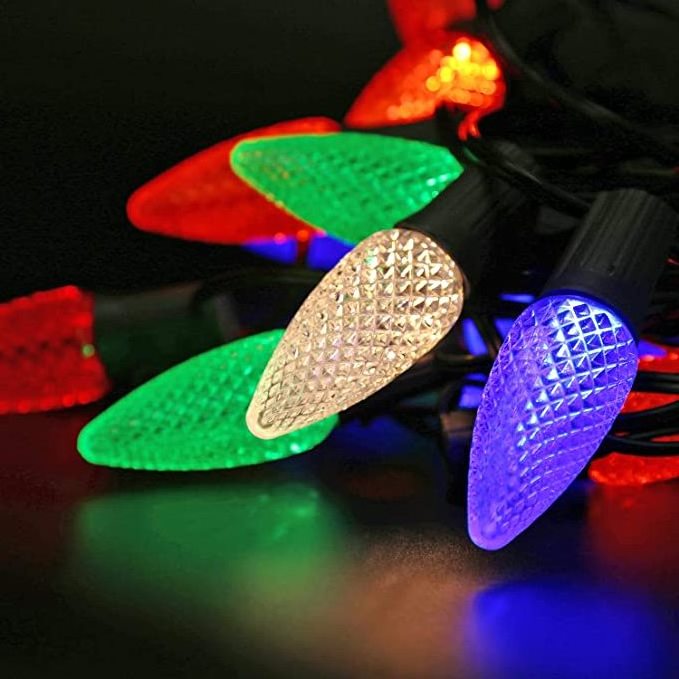 120v 1w C9 E17 LED Christmas Light Replacement Faceted Twinkle Color Changing C9 Bulbs