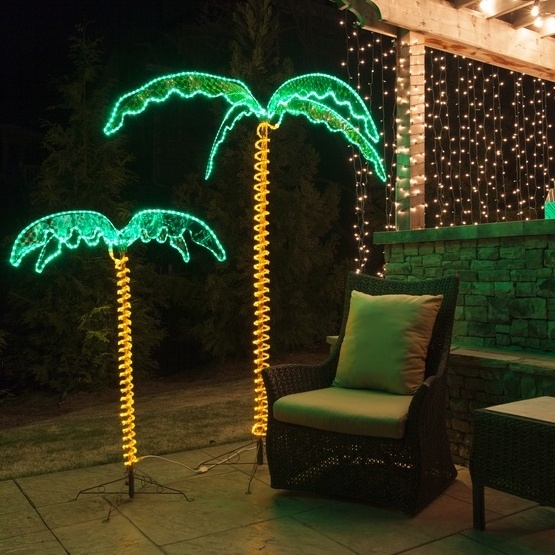 DC30v 7ft Height Deluxe Tropical LED Rope Lighted Christmas Palm Tree Light