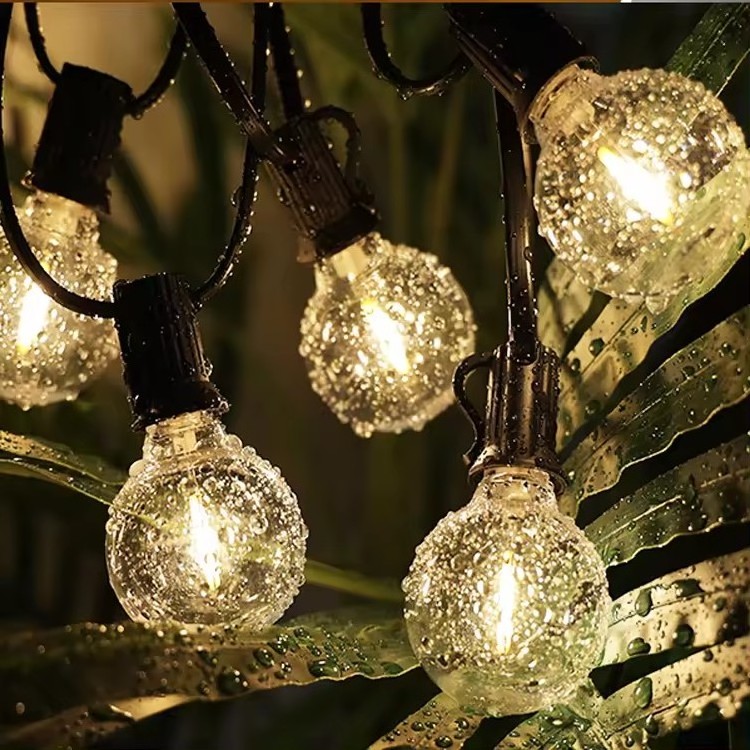 G40 LED transparent spherical bulb solar LED string light outdoor wedding garland light waterproof 10 bulb