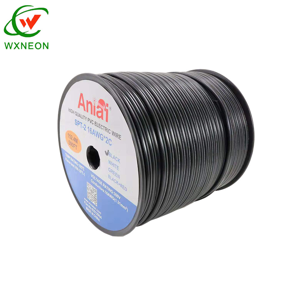 1000' roll SPT-1 18/2 18 Gauge Wire Zip Cord UL List Electrical Wire 18 AWG Christmas Extension Lamp Wire Cord Black