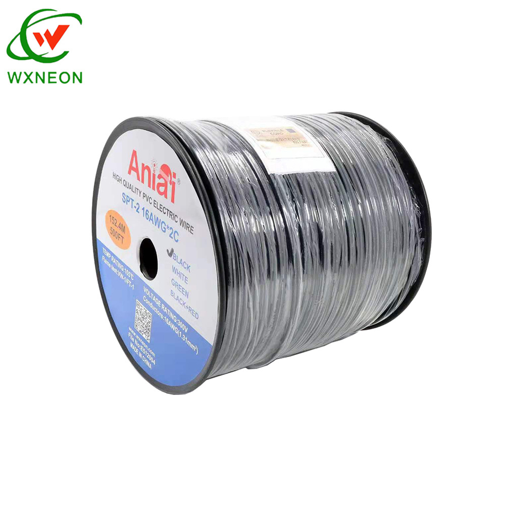 1000' roll SPT-1 18/2 18 Gauge Wire Zip Cord UL List Electrical Wire 18 AWG Christmas Extension Lamp Wire Cord Black