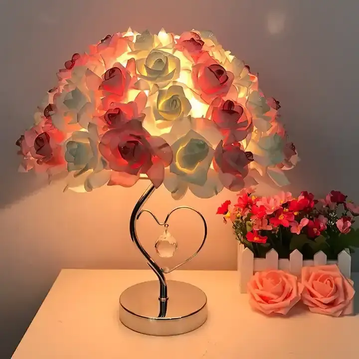 Rose Flower Table Lamp Room Wedding Decoration LED Night Lights