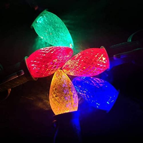 120v 1w C9 E17 LED Christmas Light Replacement Faceted Twinkle Color Changing C9 Bulbs