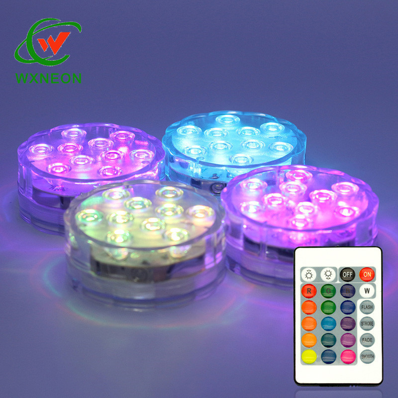 IP68 Waterproof 10LED Colorful Submersible Pool Lights Blue Emitting Underwater Light with Remote Control for Swimming Pools