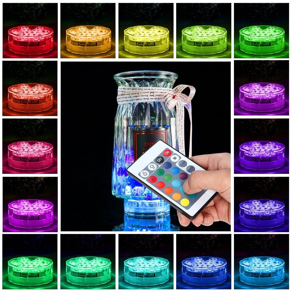 Battery Powered Remote Control 10 LEDs Underwater Fountain Lights Submersible Led Lights