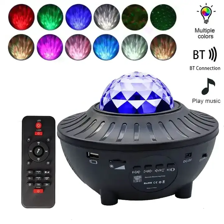 USB Remote Control Water Wave Pattern Color Light Atmosphere LED Small Projector Light